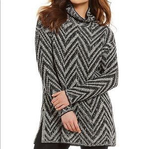 Eileen Fisher Scrunch Neck Black & White Sweater